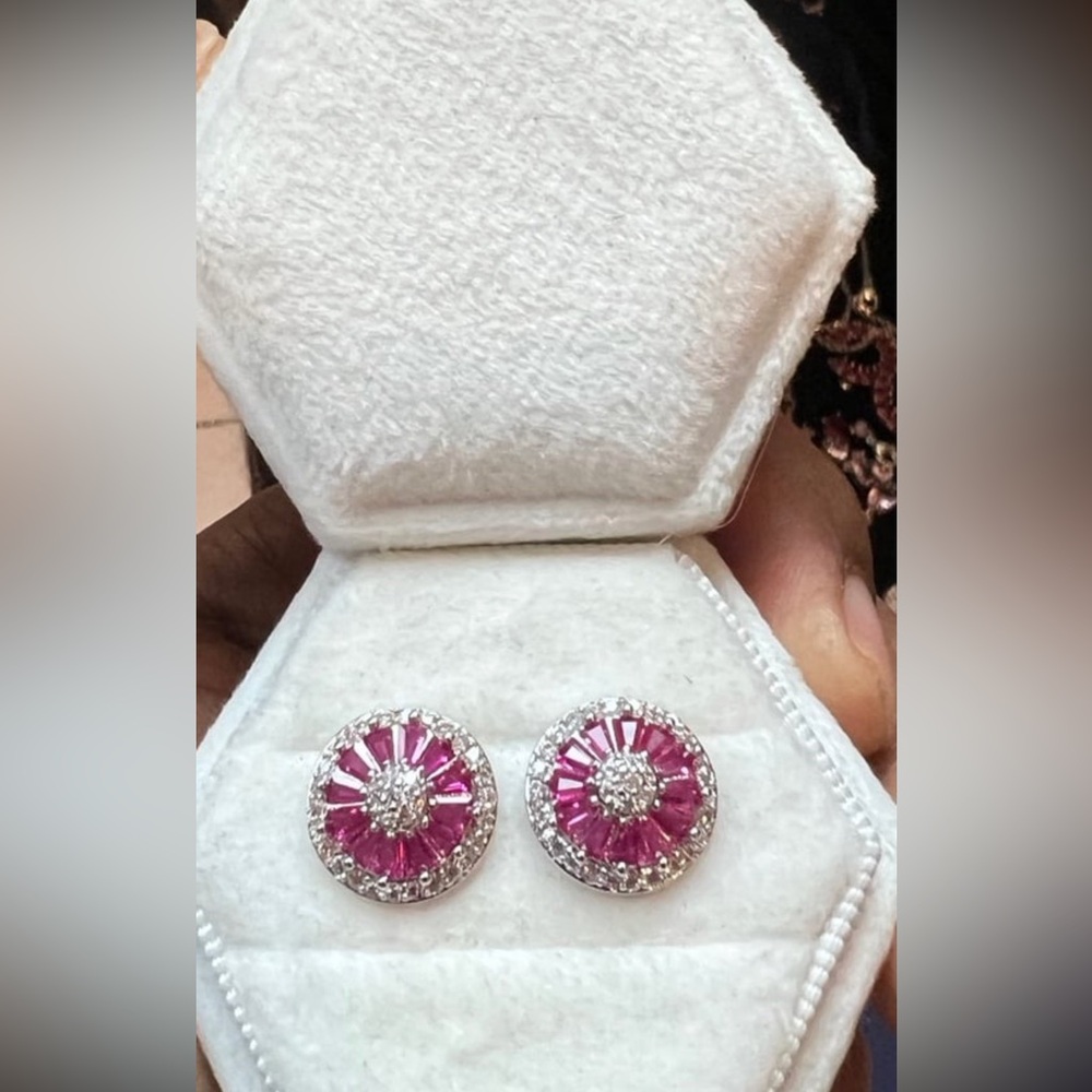Sterling Silver Ruby Crystal Studs With Swarovski… - image 3